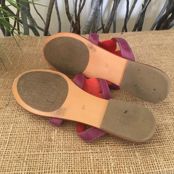 Diane Von Furstenberg Thong Woven Purple Red Sandals Size 6 - Picture 7 of 8